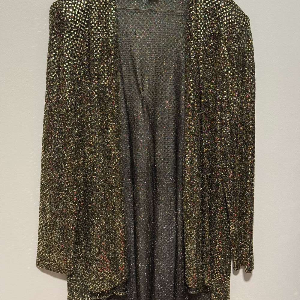 David Rose Gold Sequin Mesh Duster Cardigan – XL – Made in USA